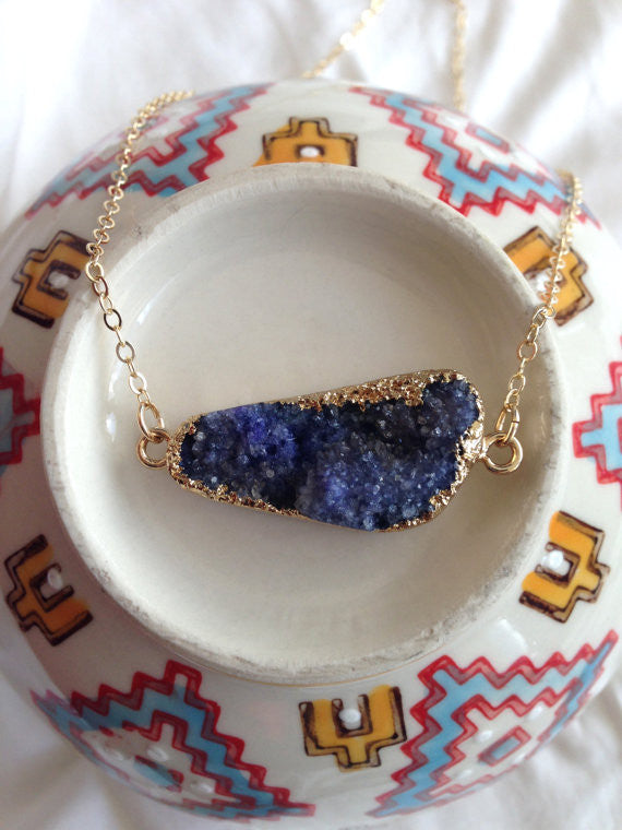 Blue Druzy Necklace