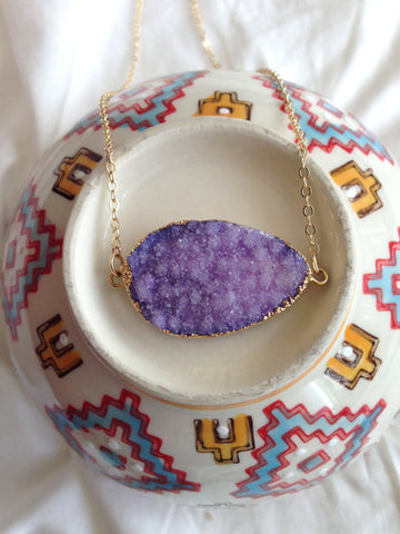 Purple Druzy Necklace