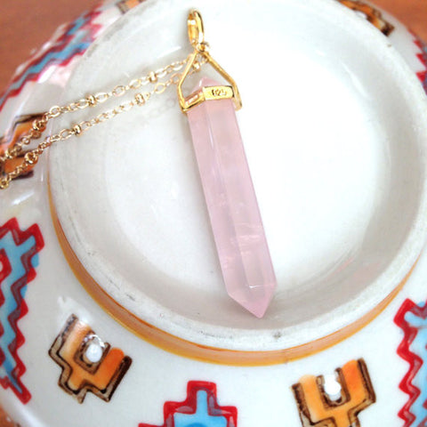 Rose Quartz Point Necklace