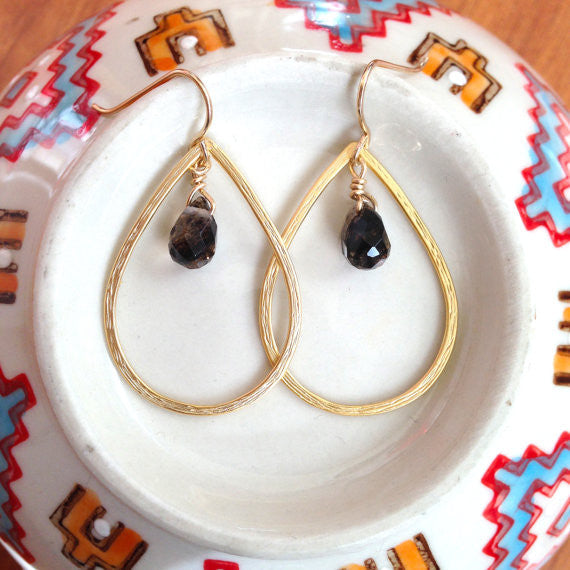 Gold Teardrop Hoop Earrings